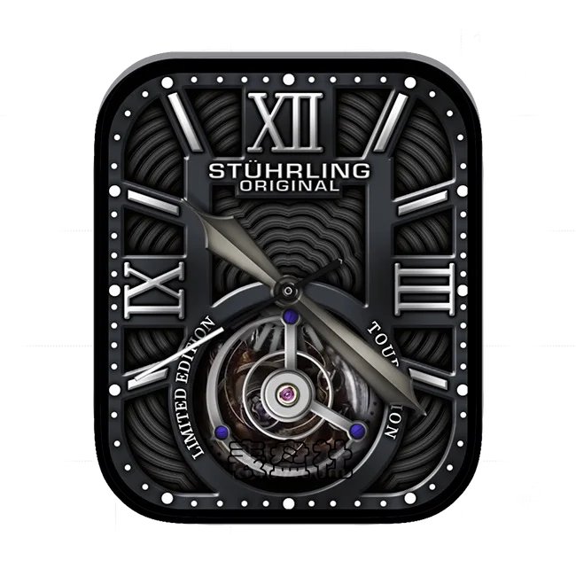 STUHRLING施图霖酷黑色齿轮机械表盘