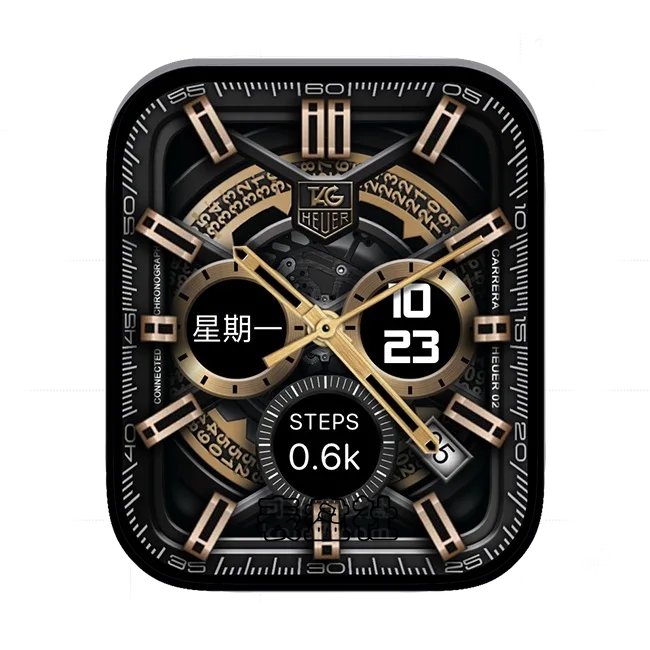 TAGHEUER泰格豪雅铜黑色三盘式年历指针表盘