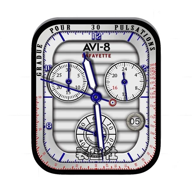 AVI-8白蓝色三盘式年历指针表盘