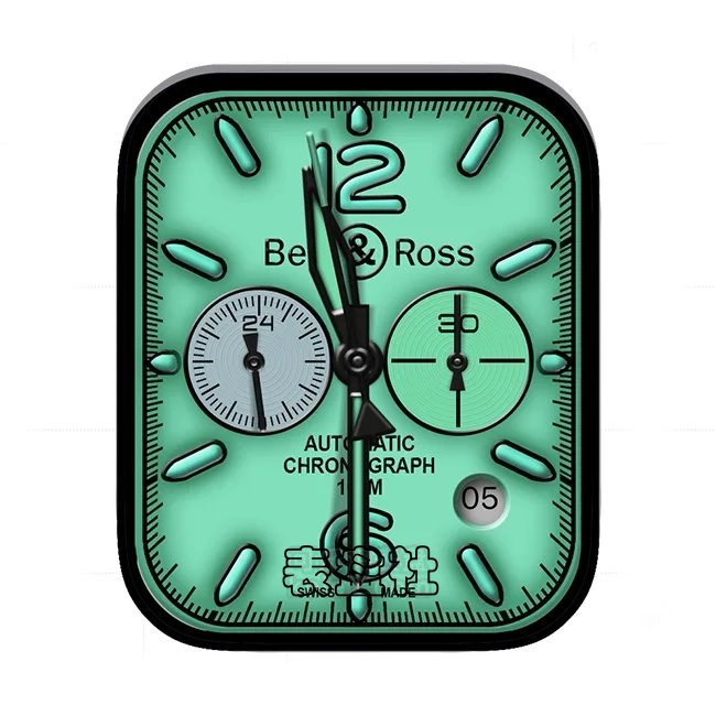 Bell (&) Ross柏莱士绿色底双盘式数字年历指针表盘