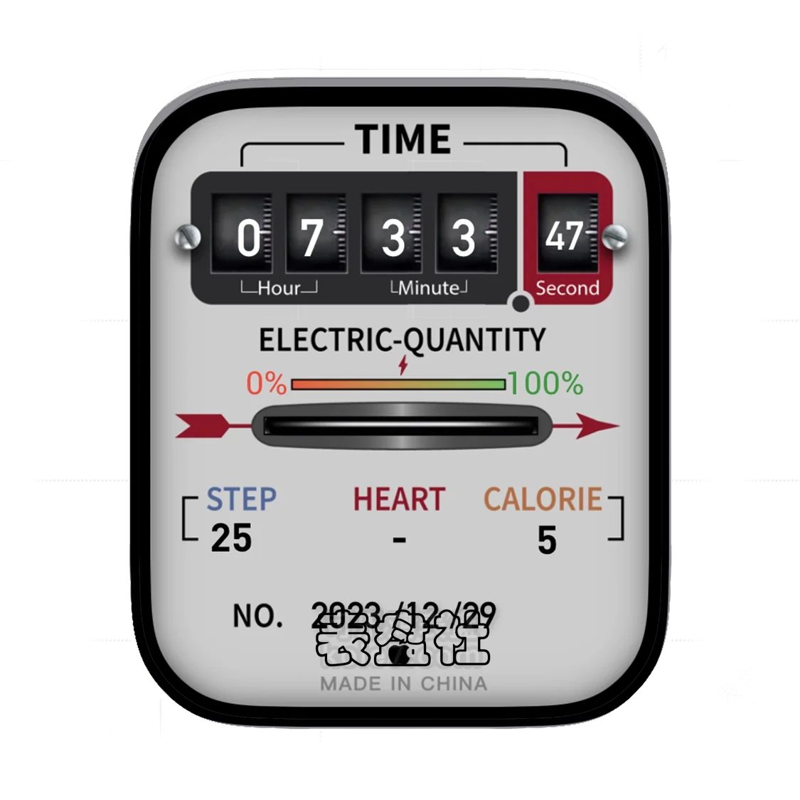 Made in chian电表灰色背景苹果logo多功能显示表盘.clock2 67371