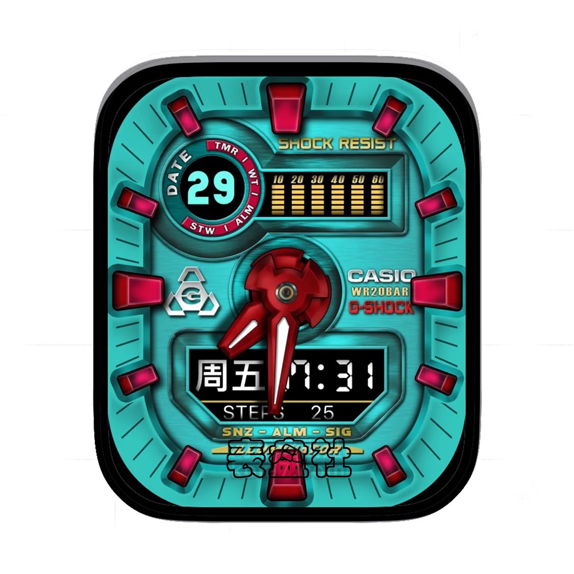 CASIO卡西欧-SHOCK系列高级金属拉丝蓝红配UItra专用表盘