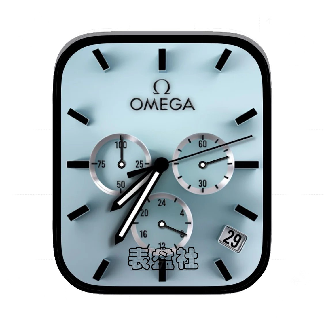 OMEGA欧米茄简约灰蓝三盘式年历表盘