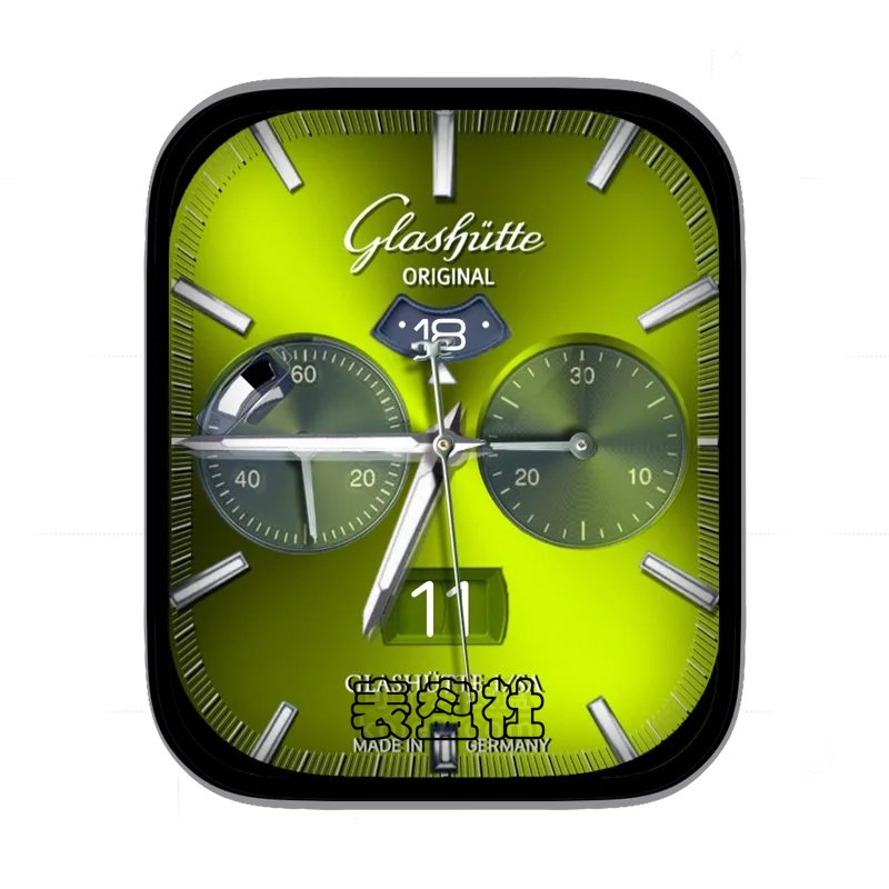 Glashütte Original绿色双盘年历小刻度金属时刻Ultra专用表盘