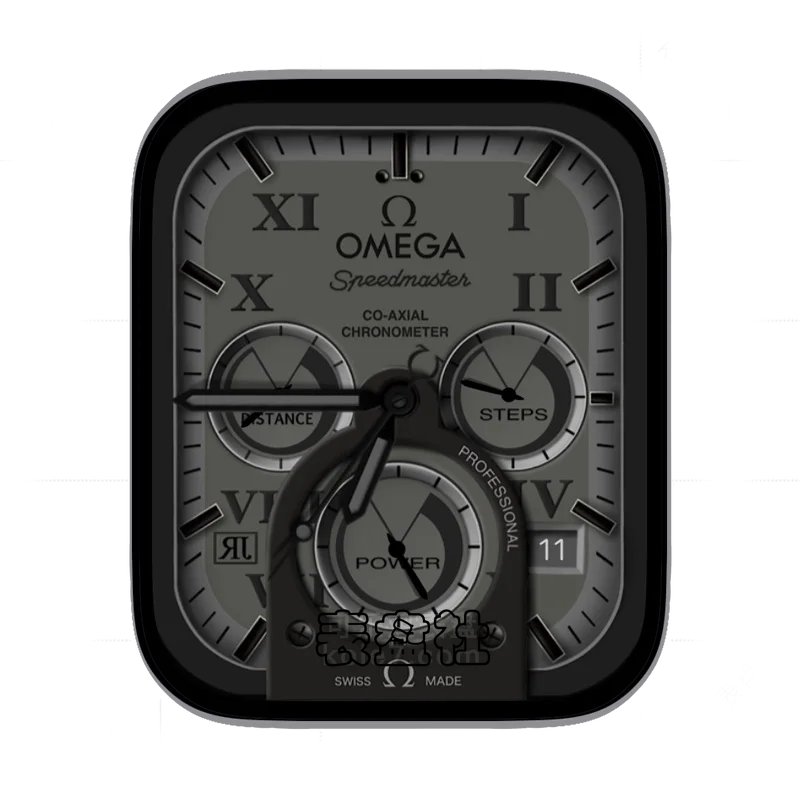 OMEGA欧米茄灰暗色三盘日历表盘