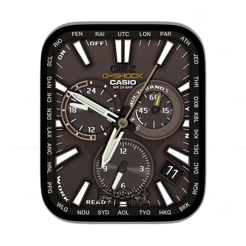 CASIO卡西欧G SHOCK棕色三盘日历表盘