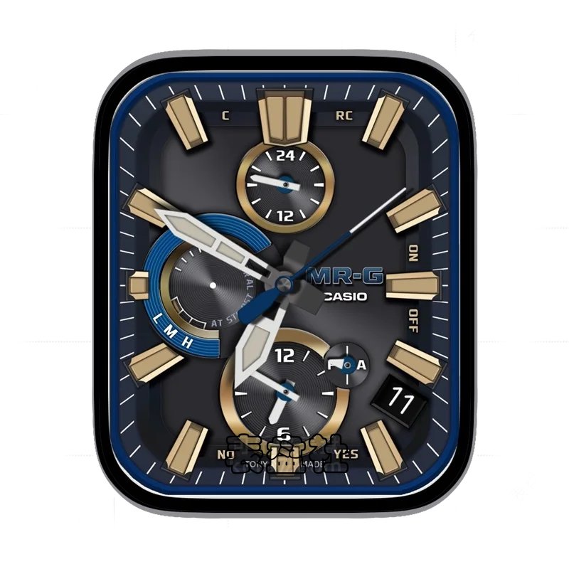 CASIO MR-G卡西欧蓝黄立体三盘金属时刻表盘