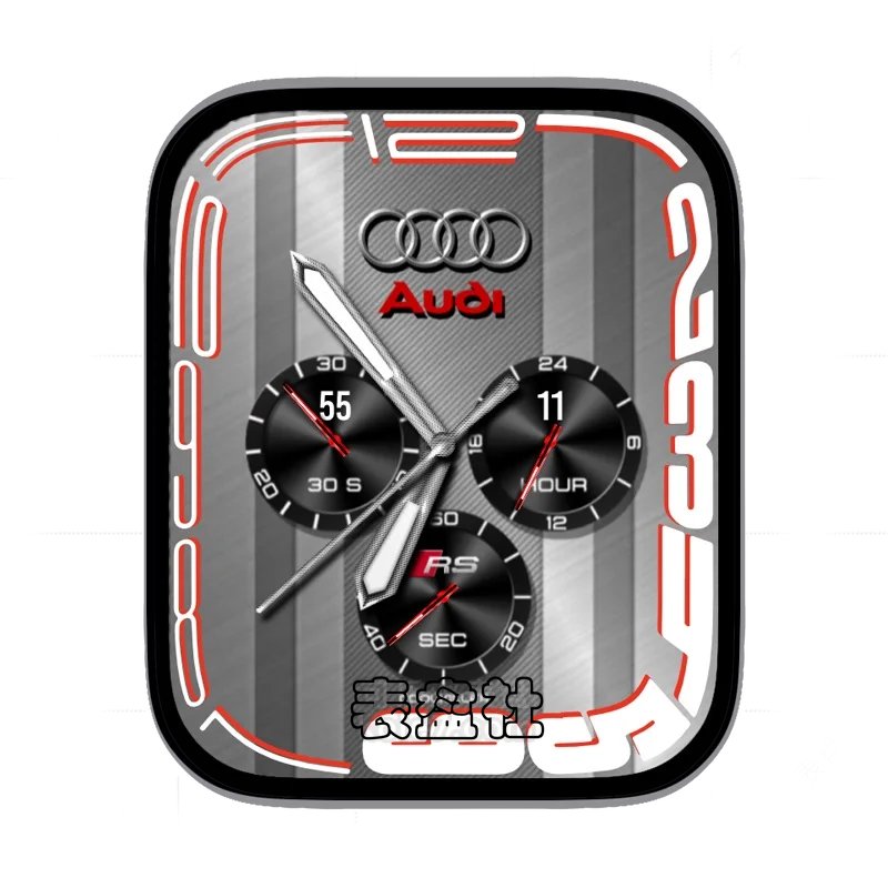 AUDI奥迪车标轮廓三盘金属黑表盘