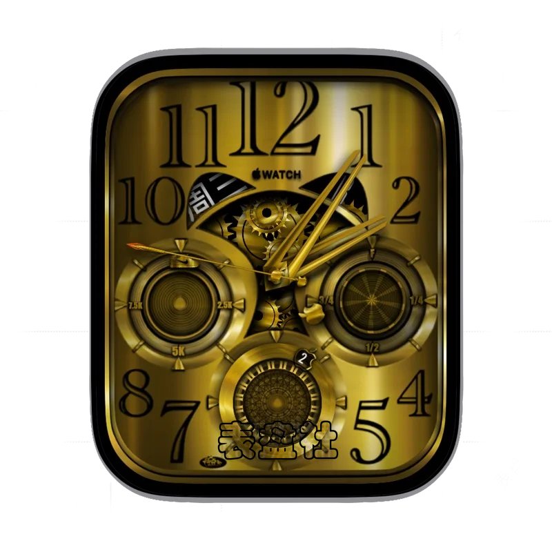 iwatch鎏金数字时间三盘机械复杂表盘