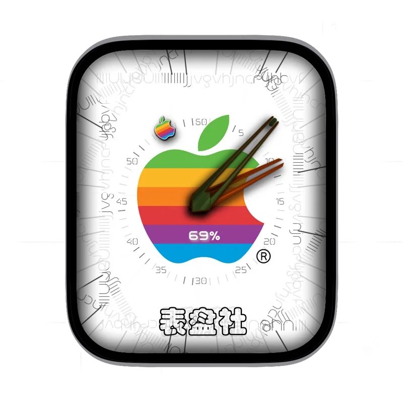 apple彩色标志logo旋转描线表盘