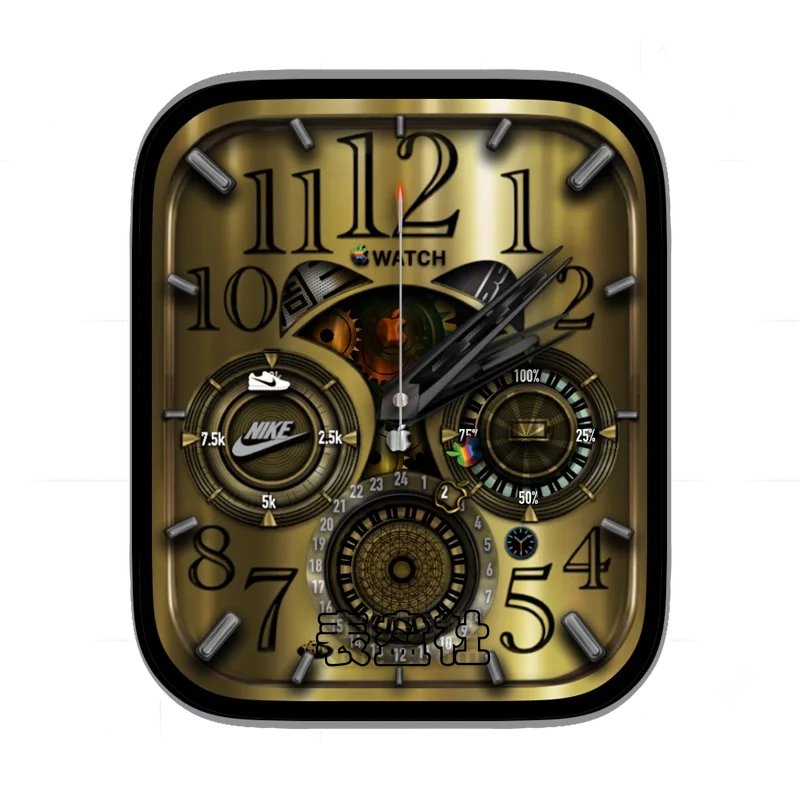 iwatch鎏金数字时间三盘机械复杂表盘