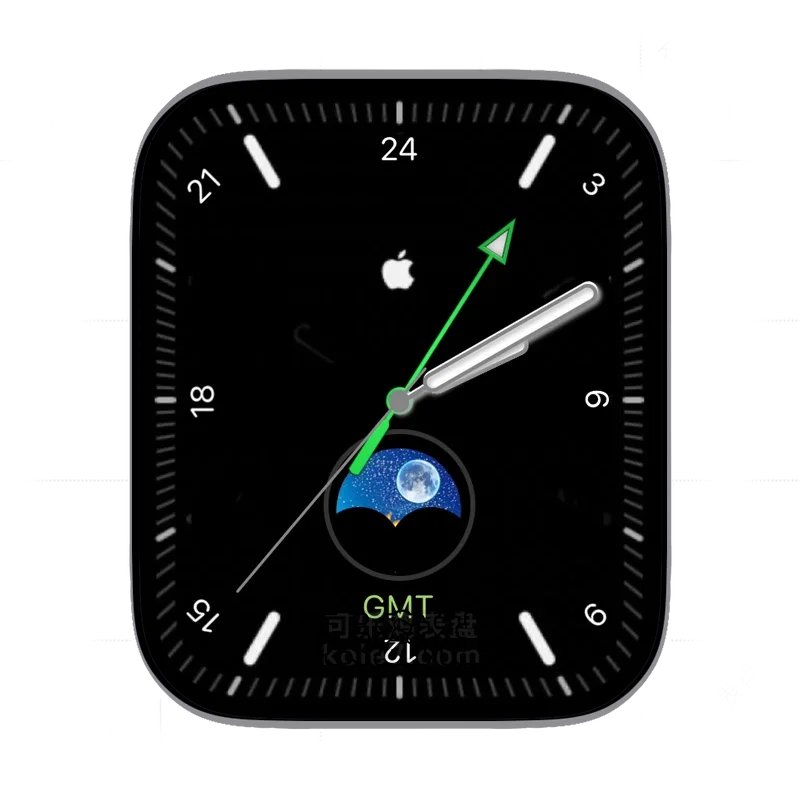 apple标志酷黑日月轮转小时刻表盘.clock&clock2 68115