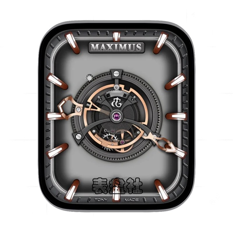 maximus阿玛尼时尚外圆内方灰金机械动态表盘