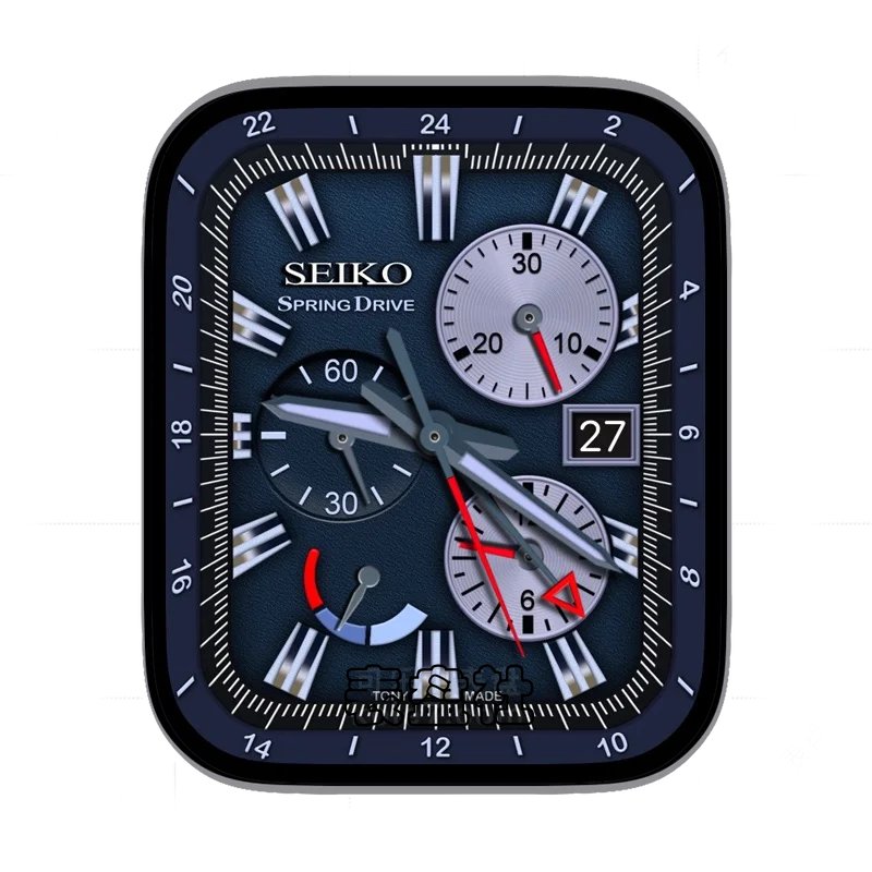 seiko精工深蓝内时刻形状三盘仪表表盘
