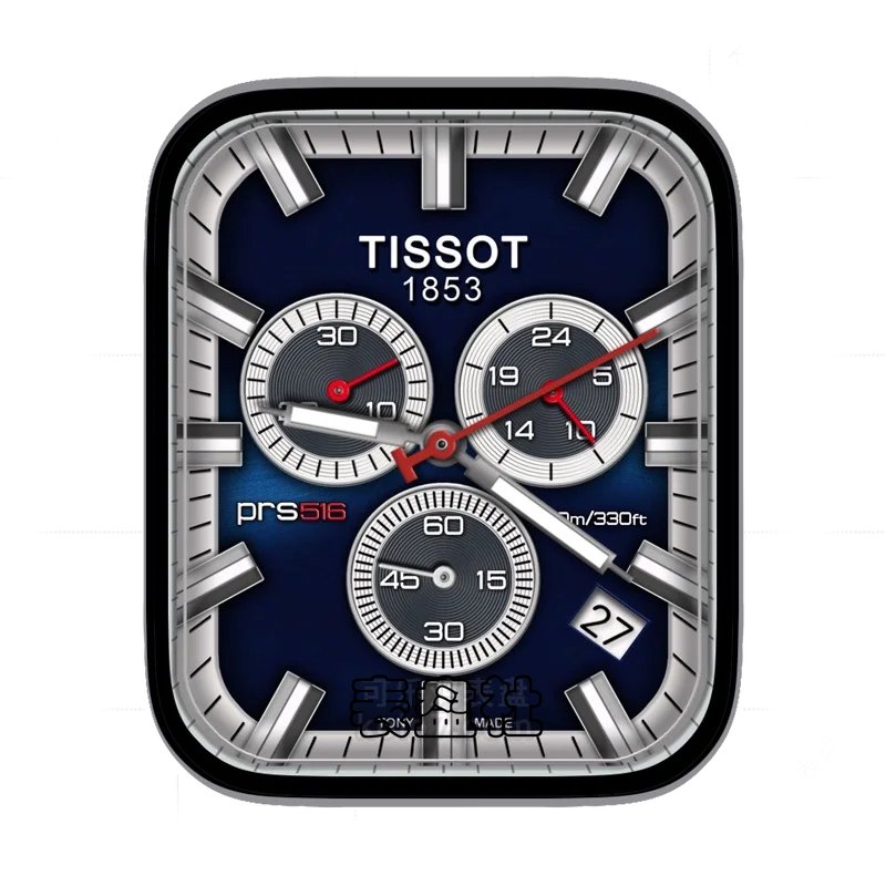 tissot天梭深蓝金属三盘多功能表盘