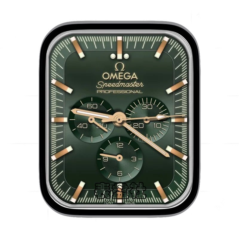 omega欧米茄墨绿金三盘表盘