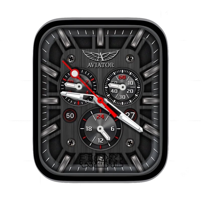 aviator内方黑灰拉丝三盘多功能呢表盘