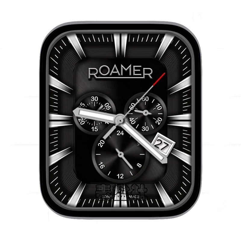 roamer罗马酷黑白三盘日历表盘