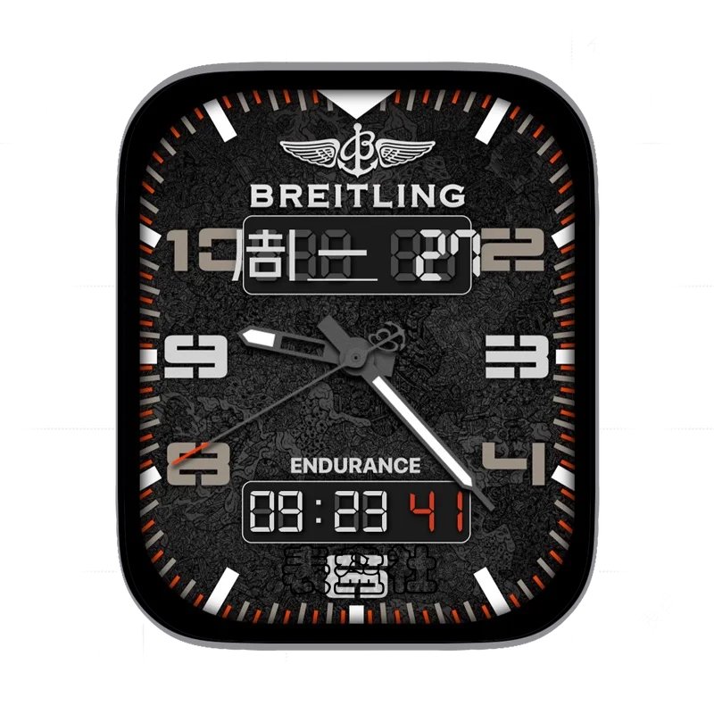 breitling百年灵酷黑白橘背景素描数字时刻Ultra专用表盘