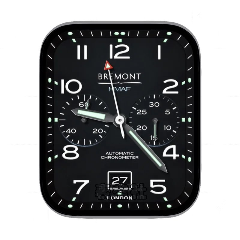 bremont宝名酷黑大数字时刻双盘表盘