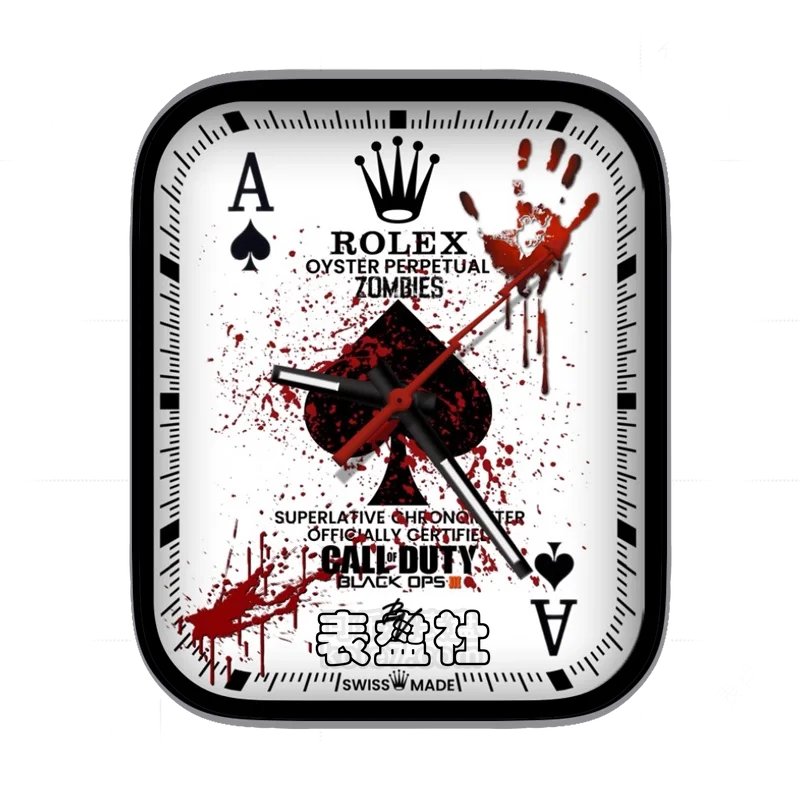 rolex劳力士黑桃红油漆涂鸦黑白创意表盘
