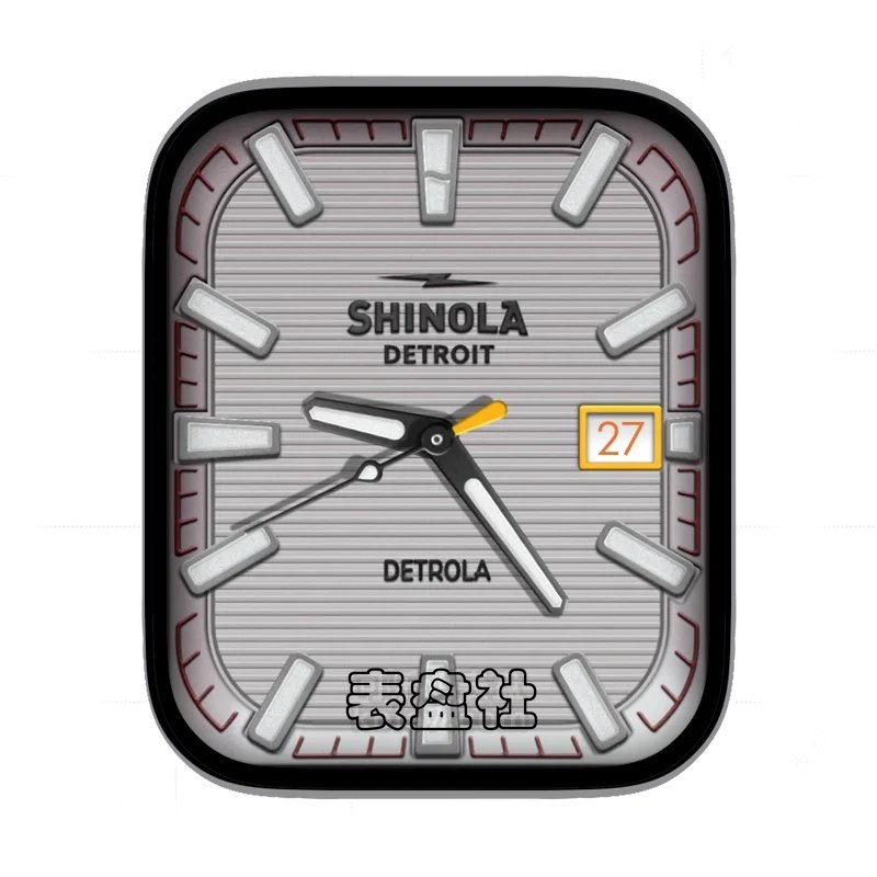 shinola白红条纹形状时刻日历表盘