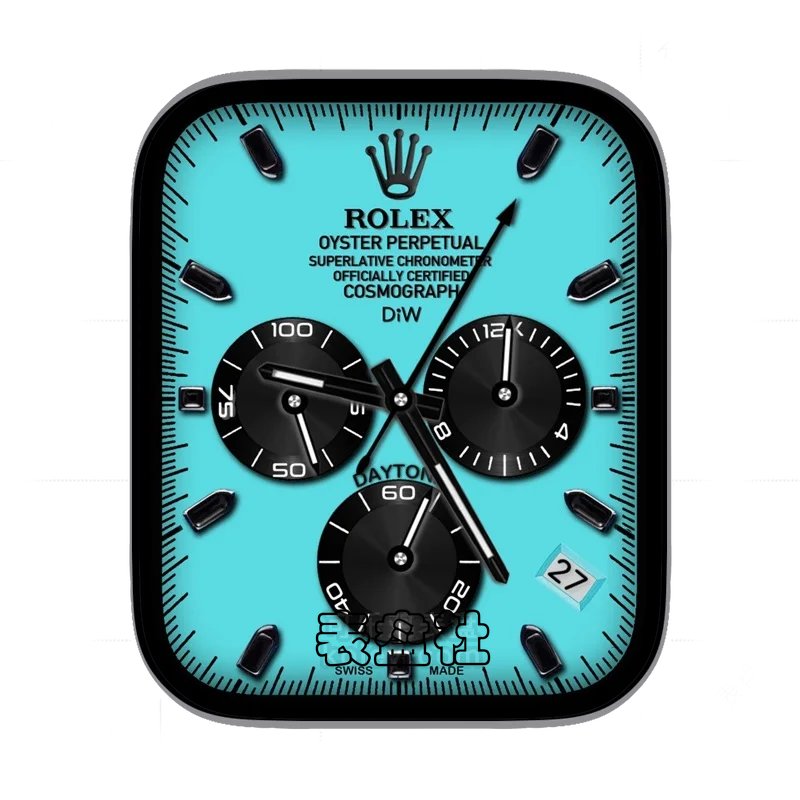 rolex劳力士荧光蓝经典三盘日历表盘