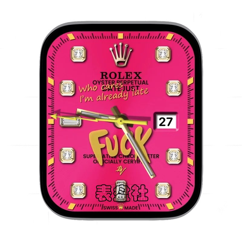 rolex劳力士创意涂鸦红黄fuck金钻石镶传统经典表盘