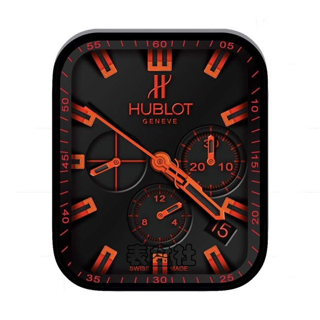 HUBLOT宇舶炭黑红三盘式年历指针表盘