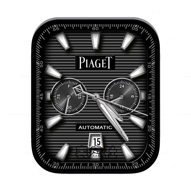 PIAGET伯爵炭黑色横条形双盘式年历指针表盘