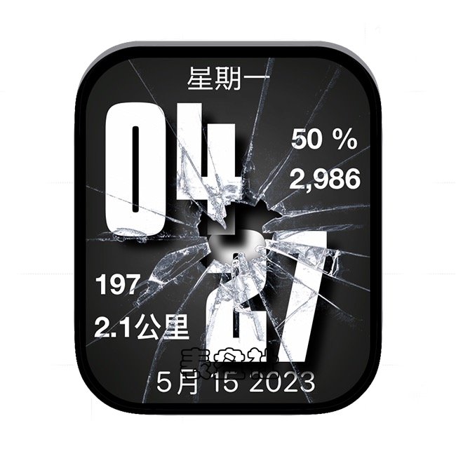 Apple WATCH玻璃屏碎日期里程表盘