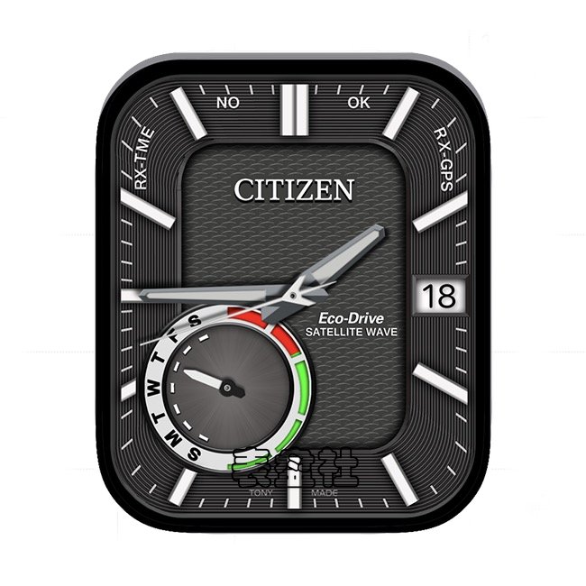 CITIZEN西铁城炭黑色单盘式年历指针表盘