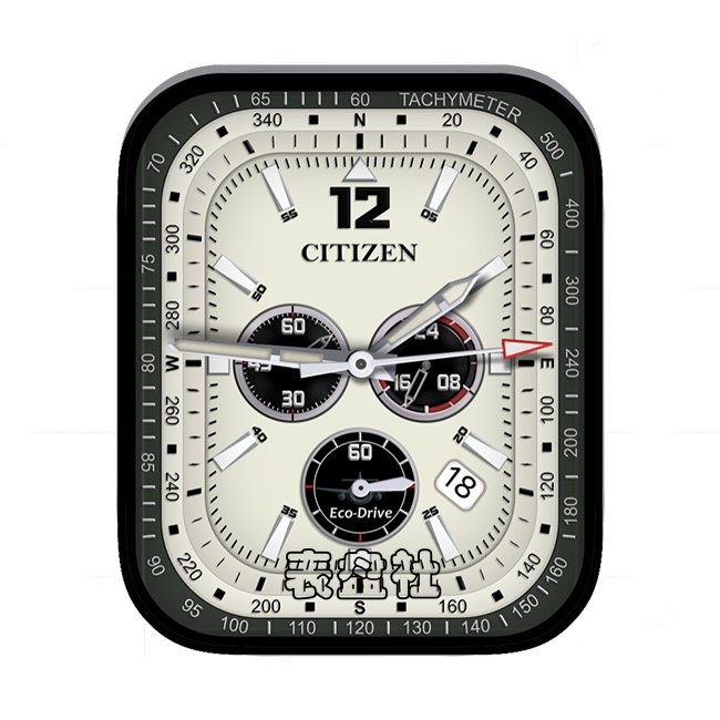 CITIZEN西铁城浅黄色三盘式年历指针表盘