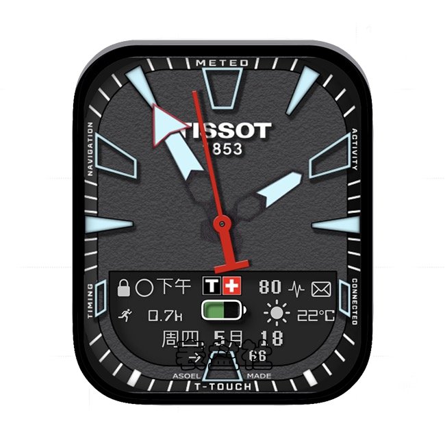 TISSOT天梭炭黑色多功能日期指针表盘