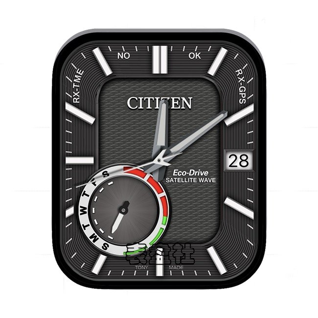 CITIZEN西铁城炭黑色单盘式年历指针表盘
