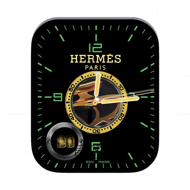 HERMÈS爱马仕绿黄色双盘式数字表盘