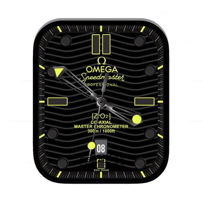 OMEGA欧米茄浪纹形炭黑色年历指针表盘