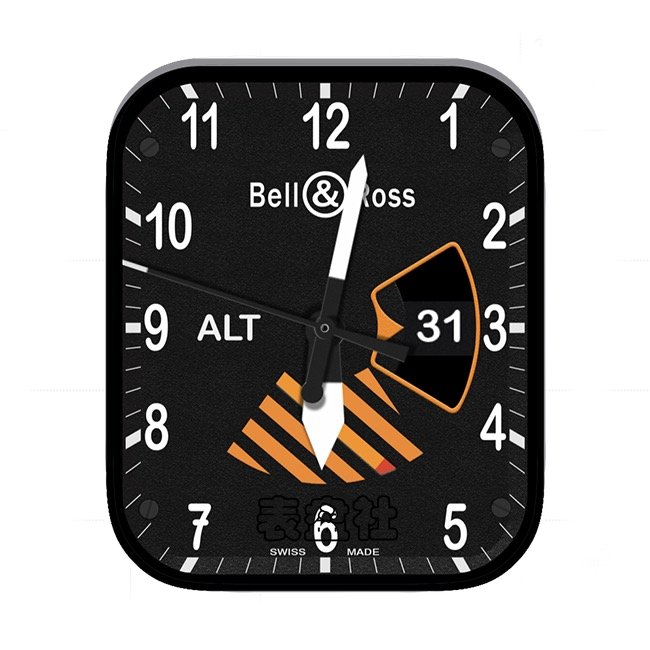 Bell&ROSS柏莱士炭黑黄数字年历指针表盘