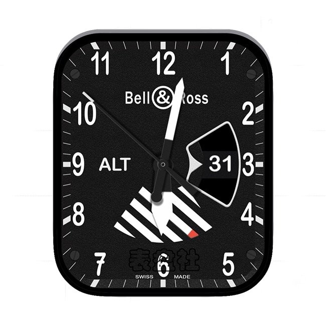 Bell&ROSS柏莱士炭黑黄数字年历指针表盘