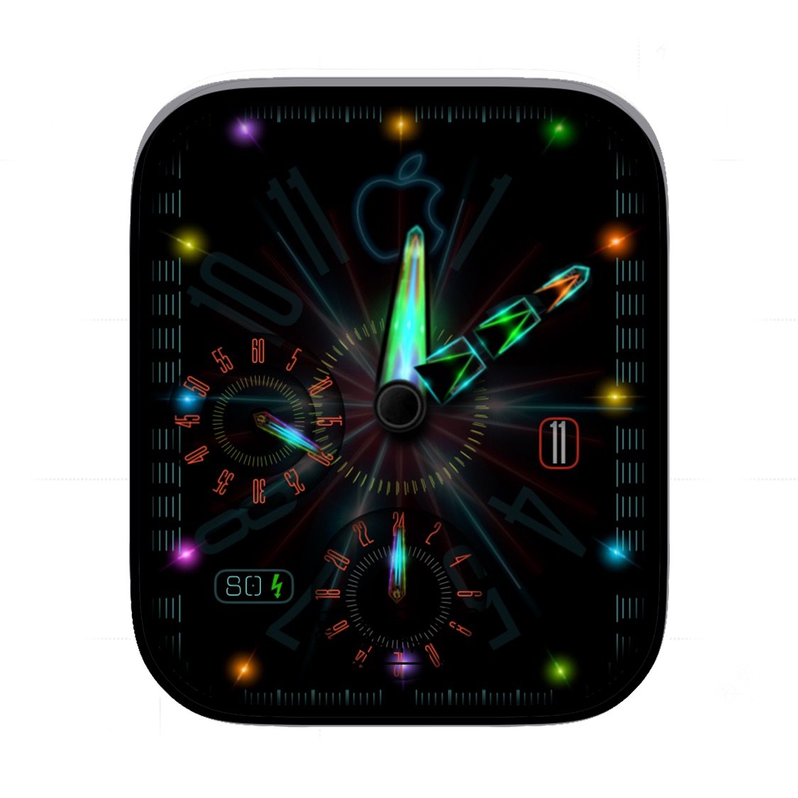 简约绚丽苹果Logo双盘式年历表盘