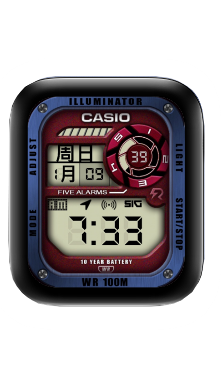 红色CASIO卡西欧数字表盘