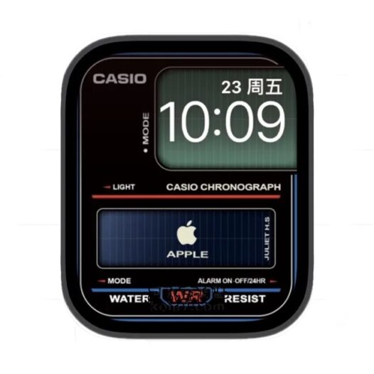 CASIO卡西欧 WR APPLE LOGO电子复古黑蓝苹果iWatch壁纸表盘