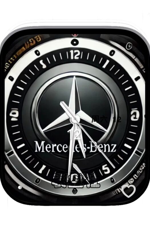 AI奔驰logo 3D金属质感简约数字表盘