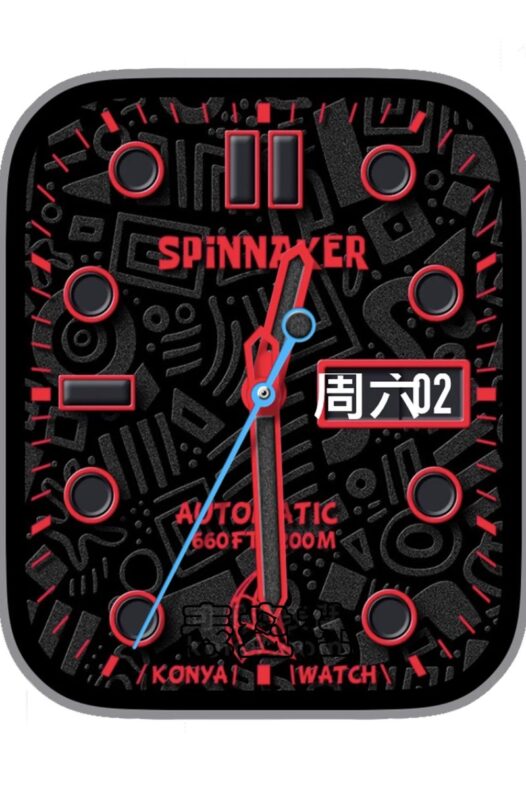 Spinnaker酷黑红色简约Ultra专用表盘.clock&clock2 78454