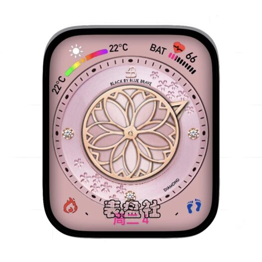 4B粉红镶钻多功能数字表盘