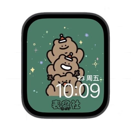 圣诞小灰熊苹果手表iwatch壁纸表盘