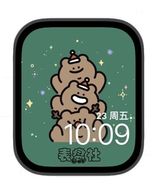 圣诞小灰熊苹果手表iwatch壁纸表盘