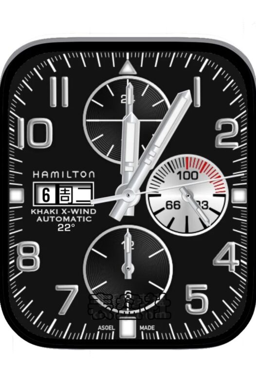 HAMILTON汉密尔顿酷黑三盘式简约数字Ultra专用表盘