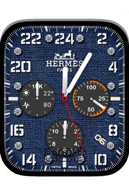 Hermes爱马仕牛仔布三盘式年历表盘