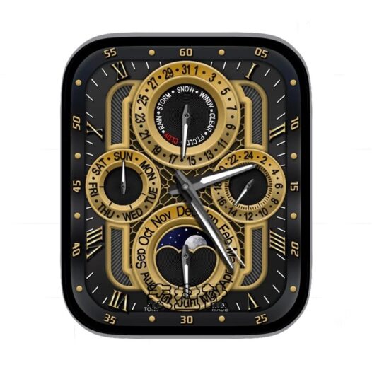 月相金色四盘黑色表盘表盘